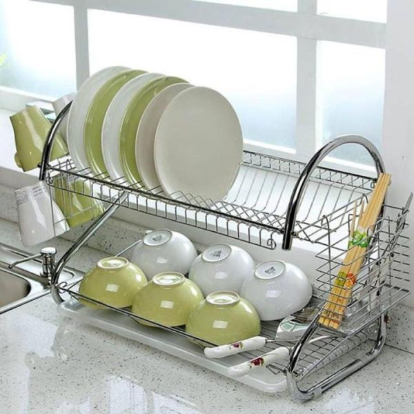 Dish Drying Rack, Stainless Steel Dish Rack for Kitchen , 2 Tier Rust-proof Dish Drainer
