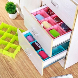 6/pcs Pieces Adjustable Drawer Divider Partition Durable Storage Cosmetic Socks Underwear Drawer