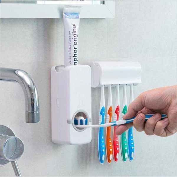 Automatic Toothpaste Dispenser And Brush Holder Set