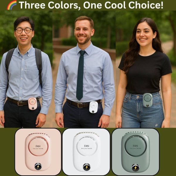 Portable Waist Hanging Fan Mini Neck Fans with Adjustable Bladeless USB Rechargeable Sports