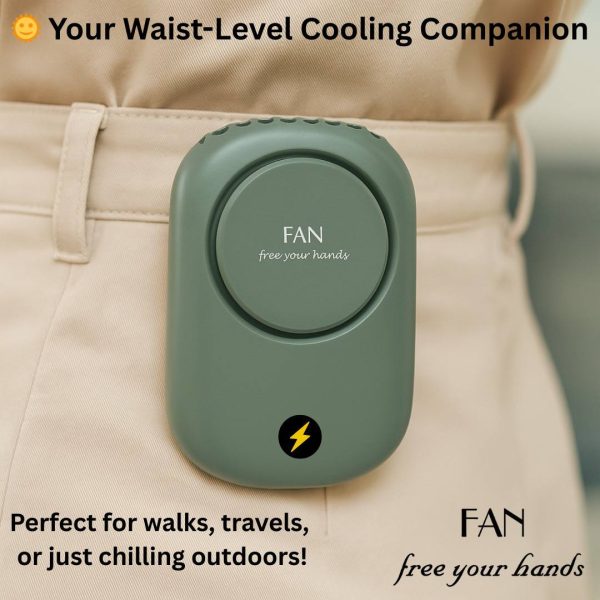 Portable Waist Hanging Fan Mini Neck Fans with Adjustable Bladeless USB Rechargeable Sports