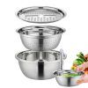 3 in 1 Stainless Steel Vegetable Washing Bowl with Drain Basket 26/28 cm Vegetabe Washing Basket