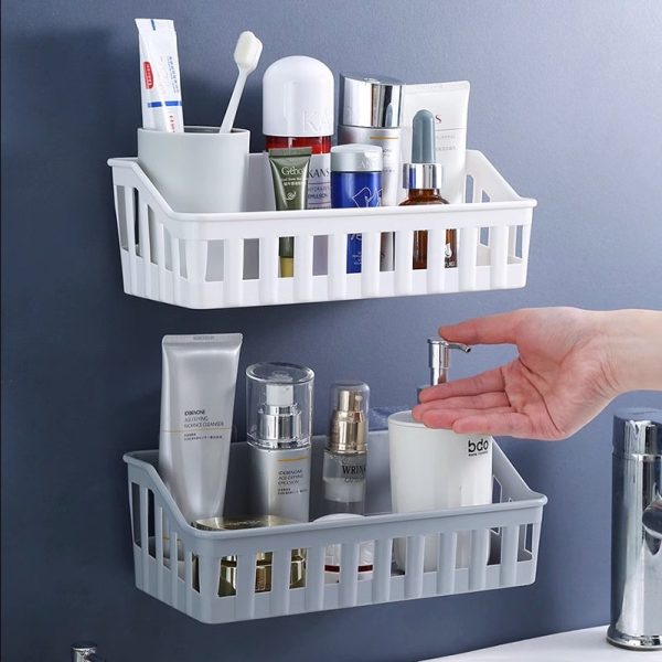 Plastic Bathroom shelf organizer no drill wall Plastic Bathroom shelf organizer on drill wall mounted shower rack for toiletries