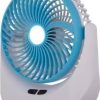 Rechargeable Portable USB Fan With Ked Light, 2400mAh Battery 1400mm Silent Operation 3 Blade Table Fan JY Super 1880