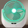 Rechargeable Portable USB Fan With Ked Light, 2400mAh Battery 1400mm Silent Operation 3 Blade Table Fan JY Super 1880