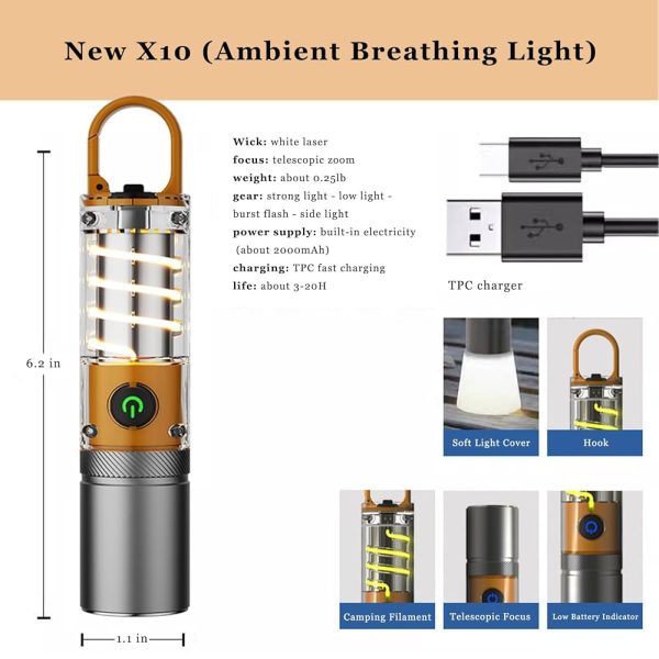 X-10 USB Rechargeable Camping Flashlight4 X-10 USB Rechargeable Camping Flashlight