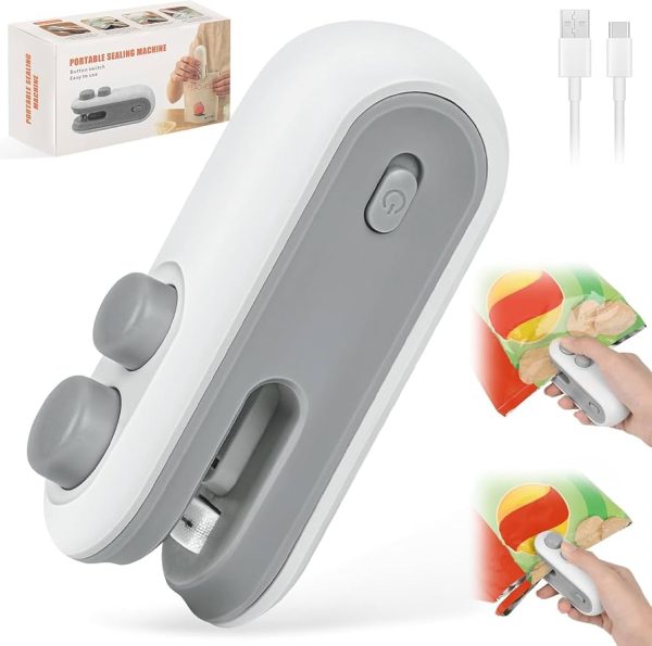 2 In 1 mini sealing Machine USB Rechargable Heat Sealer Storage Bag Plastic Package Food Sealer
