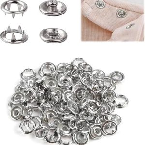 100 Sets Snap Button Silver