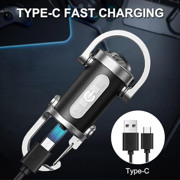 Mini Keychain Flashlight 7 Modes High Power LED + COB Keychain Flashlight with Type-C Charger