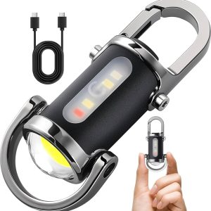 Mini Keychain Flashlight 7 Modes High Power LED + COB Keychain Flashlight with Type-C Charger