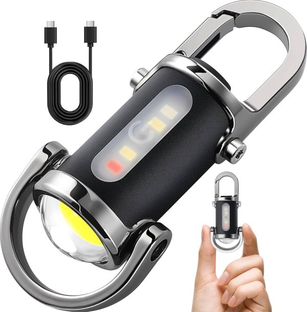 Mini Keychain Flashlight 7 Modes High Power LED + COB Keychain Flashlight with Type-C Charger