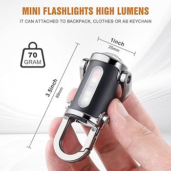 Mini Keychain Flashlight 7 Modes High Power LED + COB Keychain Flashlight with Type-C Charger