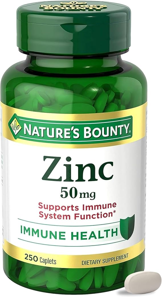 Nature's Bounty Zinc 50mg, Immune Support & Antioxidant Supplement, Promotes Skin Health, 1 Caplet Per Day, Gluten Free, 400 Vegetarian Caplets Brand Nature's Bounty