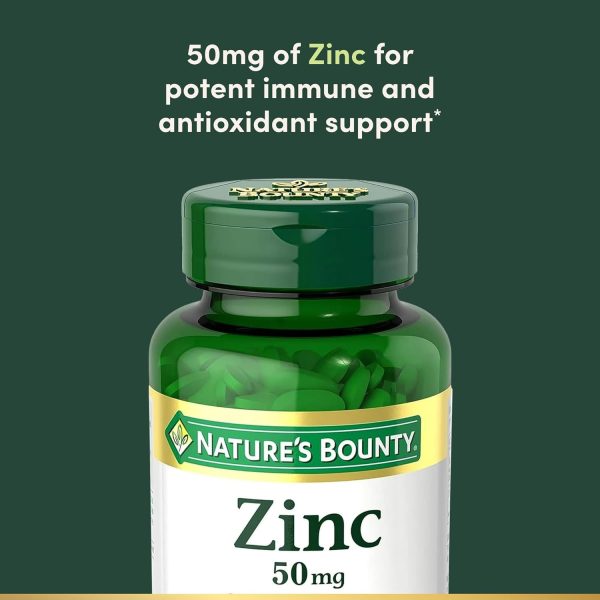 Nature's Bounty Zinc 50mg, Immune Support & Antioxidant Supplement, Promotes Skin Health, 1 Caplet Per Day, Gluten Free, 400 Vegetarian Caplets Brand Nature's Bounty
