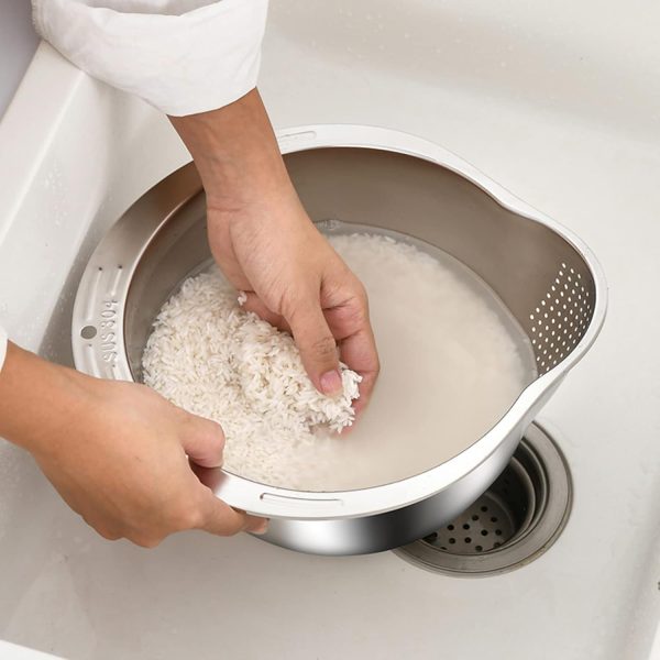 Rice Washer Strainer Bowl 4 in 1 Washing Bowl for Quinoa