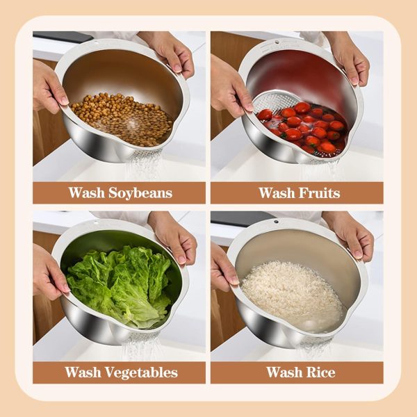 Rice Washer Strainer Bowl 4 in 1 Washing Bowl for Quinoa