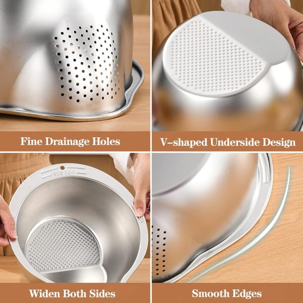Rice Washer Strainer Bowl 4 in 1 Washing Bowl for Quinoa