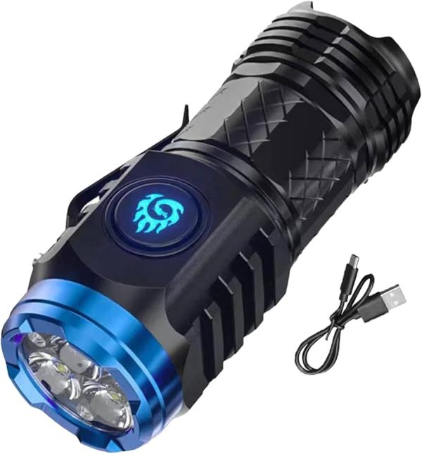 Led Mini Tactical Flashlight USB Rechargeable High Power LED Torch with Hand Lamp