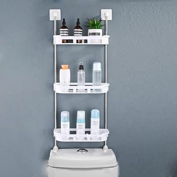3 Layer Bathroom Corner Shelf Organizer - Wall Mounted Storage Rack