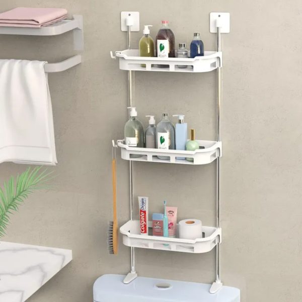 3 Layer Bathroom Corner Shelf Organizer - Wall Mounted Storage Rack