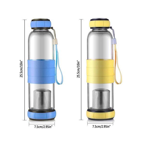Cille Corosilicate Glass Green Tea Maker with Infuser Sport outdoor Portable