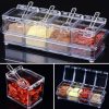 4 Spice Crystal Seasoning Box 4 Spice Crystal Seasoning Box for Kitchen 4pcs Spice Rack Transparent Crystal Seasoning Box With Spoons