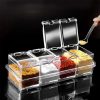 4 Spice Crystal Seasoning Box2 4 Spice Crystal Seasoning Box for Kitchen 4pcs Spice Rack Transparent Crystal Seasoning Box With Spoons