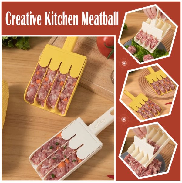Creative Kitchen Meatball Maker1 Creative Kitchen Meatball Maker Meat Ball Scoop with Cutting Spade Piyaju Maker, Non-Stick Meatball Maker