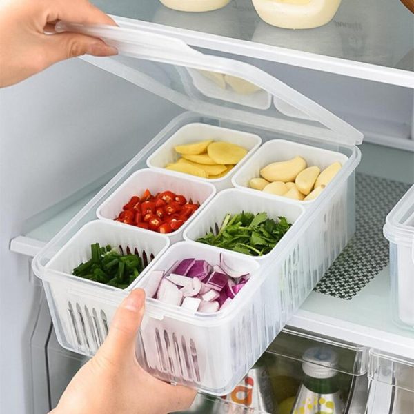 Fridge Storage Box Fridge Storage Box, 6 Grid Refrigerator Storage Containers, Kitchen Storage Set