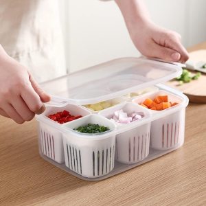 Fridge Storage Box1 Fridge Storage Box, 6 Grid Refrigerator Storage Containers, Kitchen Storage Set