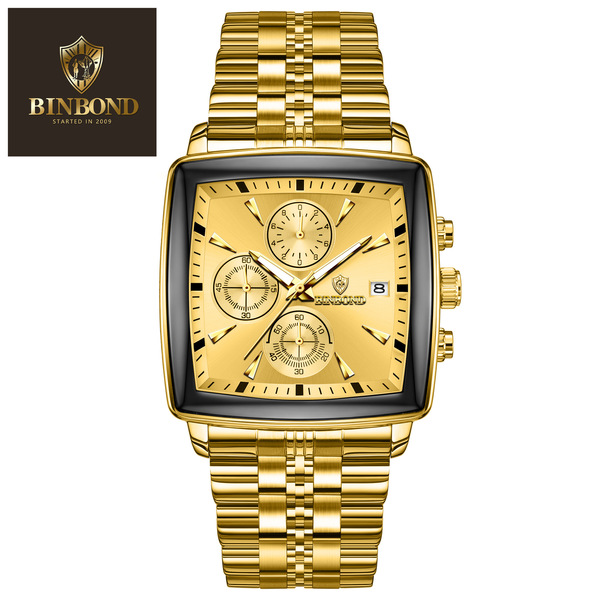 BINBOND Luxury Business Man Wristwatch Non Active Chronograph Watch for Men Squartz Men's Watches