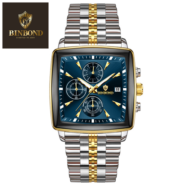 BINBOND Luxury Business Man Wristwatch Non Active Chronograph Watch for Men Squartz Men's Watches