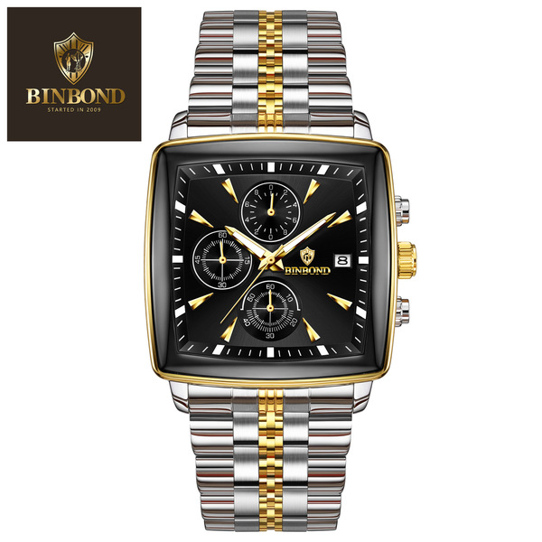 BINBOND Luxury Business Man Wristwatch Non Active Chronograph Watch for Men Squartz Men's Watches