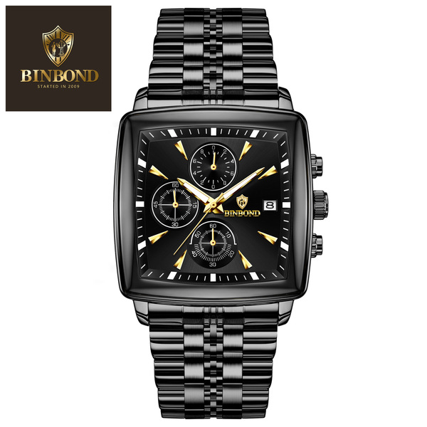 BINBOND Luxury Business Man Wristwatch Non Active Chronograph Watch for Men Squartz Men's Watches