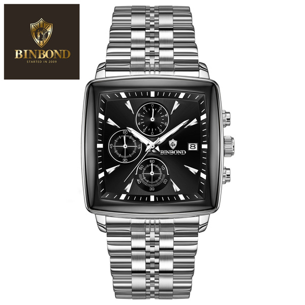 BINBOND Luxury Business Man Wristwatch Non Active Chronograph Watch for Men Squartz Men's Watches