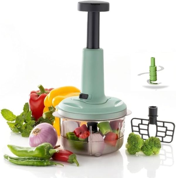 Manual Push Chopper 800ml For Vegetable & fruit Cutting, Strong ABS Material for Long Duration (Multi- Color)
