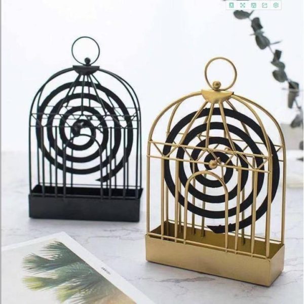 Mosquito Coil Holder, Iron Hollow Mosquito Coils Box, Mosquito Rack Plate With Cover and Handle