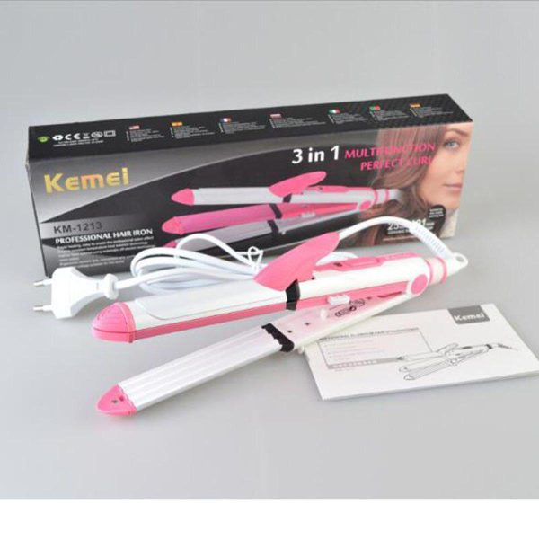 Kemei KM - 1213 (3 in 1) Hair Straightener and Hair Curler