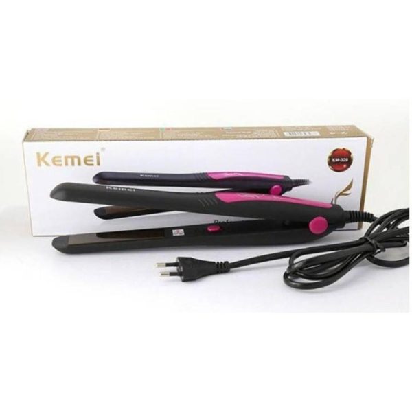 Kemei KM - 328 Hair Straightener - Black and Pink