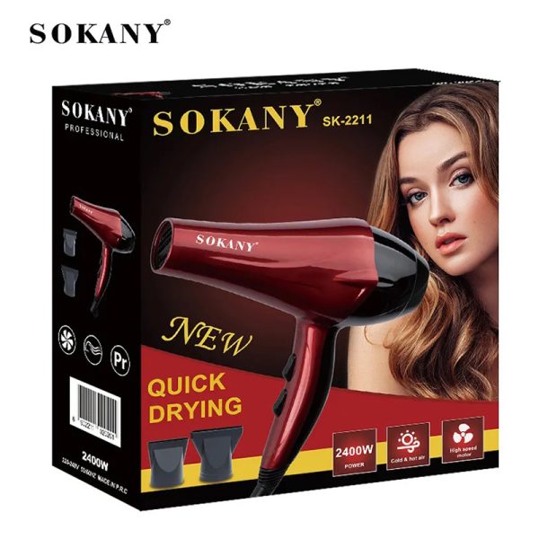 Sokany SK-2211 Professional Hair Dryer Quick Drying 2 Speed- 2400W
