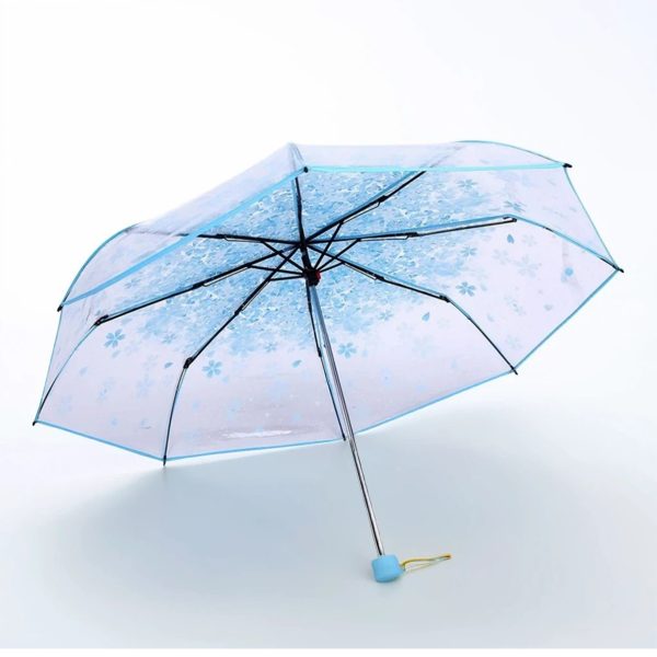 New Transparent Flower Design Folding Women Fashion Umbrella