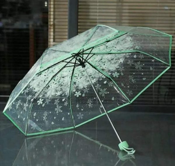 New Transparent Flower Design Folding Women Fashion Umbrella