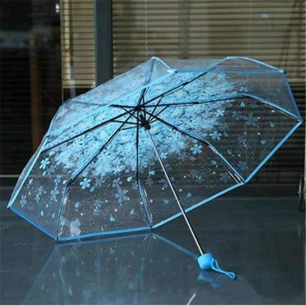 New Transparent Flower Design Folding Women Fashion Umbrella