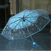 New Transparent Flower Design Folding Women Fashion Umbrella