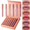 HANDAIYAN 6 Colors Long Lasting Velvet Lips Tint Liquid Lipsticks Waterproof Non-Stick Cup Lipgloss Gift Set (A)