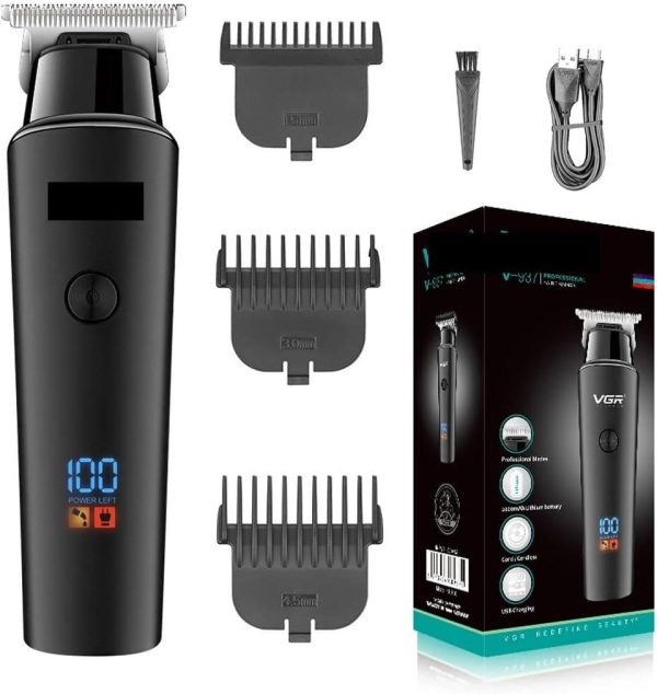 VGR V-937 Professional Hair Trimmer - Rechargeable Cordless Beard Clipper with Digital LED Display