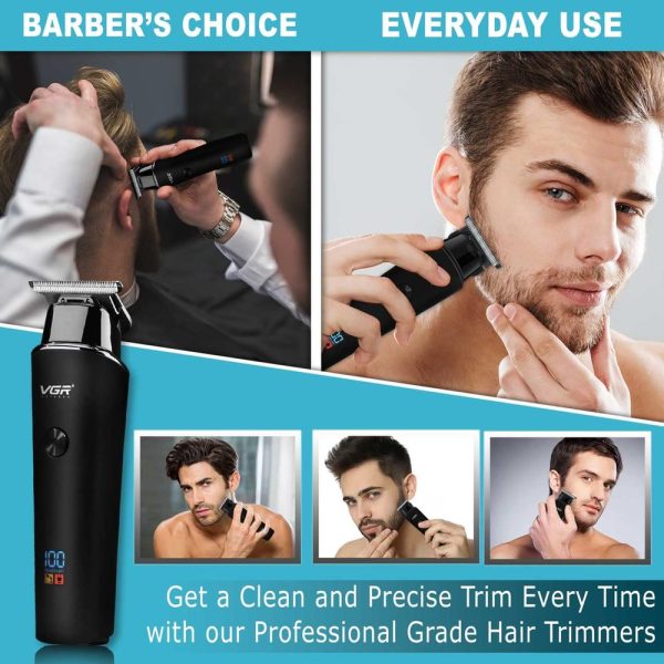 VGR V-937 Professional Hair Trimmer - Rechargeable Cordless Beard Clipper with Digital LED Display