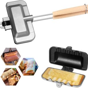 4W1H Sandwich Maker Stove Top Non Stick Sandwich Toaster Pan Hot Dog Maker Panini Press Breakfast Toast Maker Camping Sandwich Grill