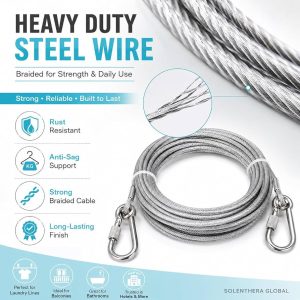 Versatile Clothesline Stainless steel Rope. 1PC 10 Meters Versatile Clothesline Stainless steel Rope for Outdoor Camping Traction Ropes
