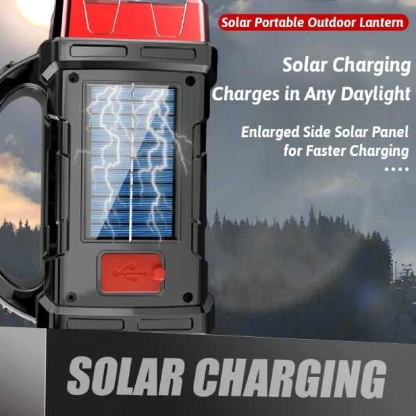 5000mAh Solar LED Flashlight COB Camping Lantern Work Light USB Charging Light Waterproof Portable Searchlight Power Bank